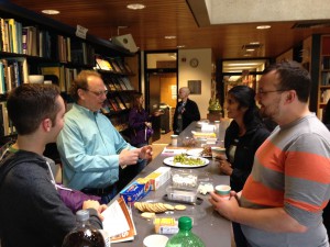 Math Stat alumni gathering with refreshments