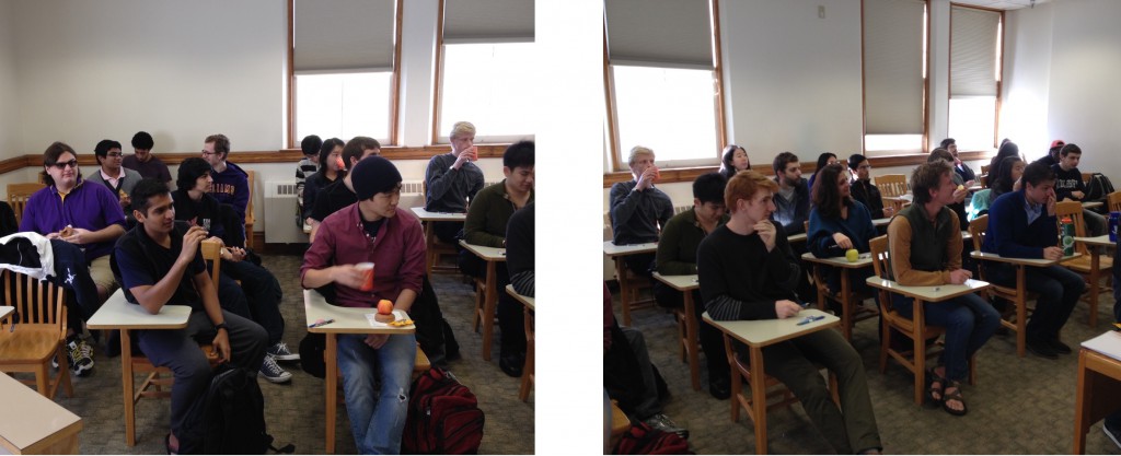 Middlebury had a great turnout with 24 students showing up so combined the two schools filled a classroom.